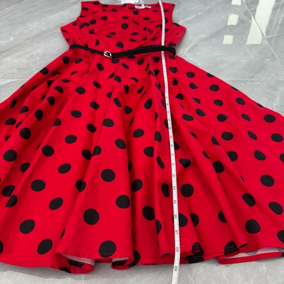 Women’s Grace Karin Retro Polka Dot Flare Sleeveless Dress With Belt Medium - Picture 16 of 16